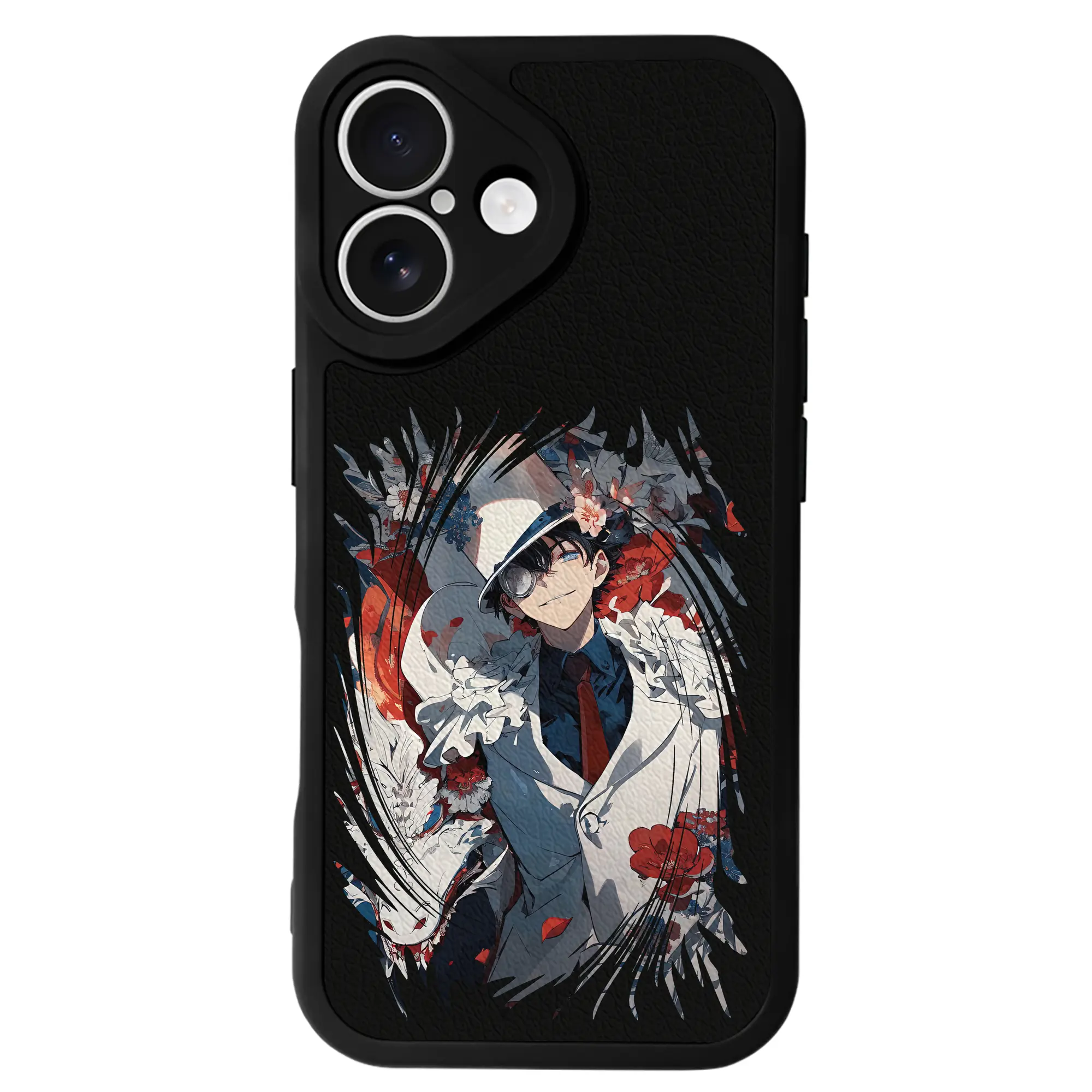 名探偵コナン グッズ 江戸川 コナン - IPhone 16シリーズ対応 ・ シリコンスマホケース ・ レザー調 ・ 高精度フィット ・ 耐衝撃 ・ ワイヤレス充電対応 ・ 精密カット